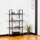 Glitzhome 55"H Modern Industrial Black Wood/Metal 4-Tier Bookcases & Shelves