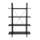 Glitzhome 55"H Modern Industrial Black Wood/Metal 4-Tier Bookcases & Shelves