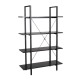 Glitzhome 55"H Modern Industrial Black Wood/Metal 4-Tier Bookcases & Shelves