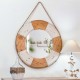 Glitzhome 30"D Coastal Lifebuoy Wood Wall Mirror