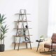 Glitzhome 72"H Modern Industrial Brown Wood/Metal 5-Tier "A" Frame Bookcases & Shelves