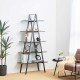 Glitzhome 72"H Modern Industrial Black Wood/Metal 5-Tier "A" Frame Bookcases & Shelves