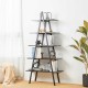 Glitzhome 72"H Modern Industrial Black Wood/Metal 5-Tier "A" Frame Bookcases & Shelves