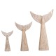 Glitzhome Coastal Weathered Wood Whale Tail Table Decor, Set of 3