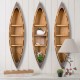 Glitzhome 41.00"H 3-Tier Coastal Wood/Metal Boat Wall Shelf