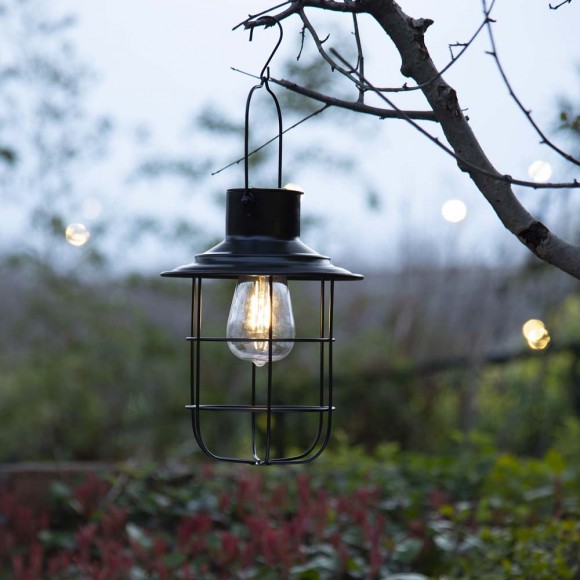 [OFFICIAL] Glitzhome 9.75"H Farmhouse Black Metal Wire Solar Powered Outdoor Hanging Lantern