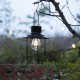 Glitzhome 9.75"H Farmhouse Black Metal Wire Solar Powered Outdoor Hanging Lantern