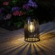 Glitzhome 9.75"H Black Metal Woven Solar Powered Outdoor Hanging Lantern