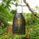 Glitzhome 9.75"H Black Metal Woven Solar Powered Outdoor Hanging Lantern