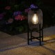 Glitzhome 14.25"H Black Metal Mesh Solar Powered Outdoor Lantern with Stand