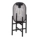 Glitzhome 14.25"H Black Metal Mesh Solar Powered Outdoor Lantern with Stand