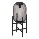 Glitzhome 14.25"H Black Metal Mesh Solar Powered Outdoor Lantern with Stand