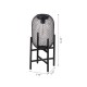 Glitzhome 14.25"H Black Metal Mesh Solar Powered Outdoor Lantern with Stand