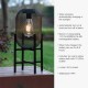 Glitzhome 14.25"H Black Metal Mesh Solar Powered Outdoor Lantern with Stand