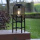 Glitzhome 14.25"H Black Metal Mesh Solar Powered Outdoor Lantern with Stand