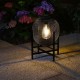 Glitzhome 11.5"H Black Metal Mesh Solar Powered Outdoor Lantern with Stand