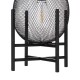 Glitzhome 11.5"H Black Metal Mesh Solar Powered Outdoor Lantern with Stand