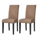 Glitzhome High-Back Tan Fabric Upholstered Dining Chair with Studded Decor, Set of 2