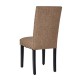 Glitzhome High-Back Tan Fabric Upholstered Dining Chair with Studded Decor, Set of 2