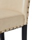 Glitzhome High-Back Beige PU Upholstered Dining Chair with Studded Decor, Set of 2