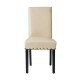 Glitzhome High-Back Beige PU Upholstered Dining Chair with Studded Decor, Set of 2