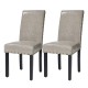 Glitzhome High-Back Gray PU Upholstered Dining Chair with Studded Decor, Set of 2