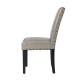 Glitzhome High-Back Gray PU Upholstered Dining Chair with Studded Decor, Set of 2