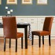 Glitzhome High-Back Brown PU Upholstered Dining Chair with Studded Decor, Set of 2