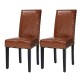 Glitzhome High-Back Brown PU Upholstered Dining Chair with Studded Decor, Set of 2