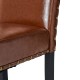 Glitzhome High-Back Brown PU Upholstered Dining Chair with Studded Decor, Set of 2