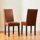 Glitzhome High-Back Brown PU Upholstered Dining Chair with Studded Decor, Set of 2