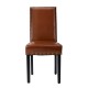 Glitzhome High-Back Brown PU Upholstered Dining Chair with Studded Decor, Set of 2