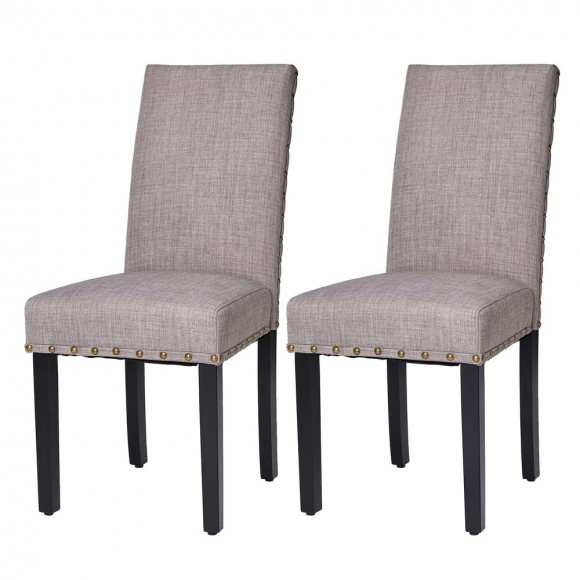 Glitzhome High Back Gray Fabric, High Weight Capacity Upholstered Dining Chairs