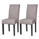 Glitzhome High-Back Gray Fabric Upholstered Dining Chair with Studded Decor, Set of 2