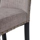 Glitzhome High-Back Gray Fabric Upholstered Dining Chair with Studded Decor, Set of 2