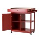 Glitzhome 34.25"H Red Wooden Basic Kitchen Cart/Island with Solid Oak Top