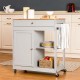 Glitzhome 34.25"H Gray Wooden Basic Kitchen Cart/Island with Solid Oak Top