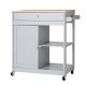 Glitzhome 34.25"H Gray Wooden Basic Kitchen Cart/Island with Solid Oak Top