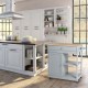 Glitzhome 34.25"H Gray Wooden Basic Kitchen Cart/Island with Solid Oak Top
