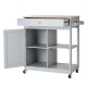 Glitzhome 34.25"H Gray Wooden Basic Kitchen Cart/Island with Solid Oak Top