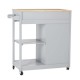 Glitzhome 34.25"H Gray Wooden Basic Kitchen Cart/Island with Solid Oak Top