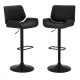 Glitzhome Mid-century Modern Black Adjustable Gaslift Swivel Bar Stool, Set of 2