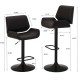 Glitzhome Mid-century Modern Black Adjustable Gaslift Swivel Bar Stool, Set of 2