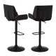 Glitzhome Mid-century Modern Black Adjustable Gaslift Swivel Bar Stool, Set of 2