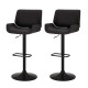 Glitzhome Mid-century Modern Black Adjustable Gaslift Swivel Bar Stool, Set of 2