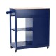 Glitzhome 34.25"H Navy Blue Wooden Basic Kitchen Cart/Island with Solid Oak Top