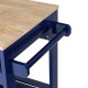 Glitzhome 34.25"H Navy Blue Wooden Basic Kitchen Cart/Island with Solid Oak Top