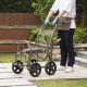 Glitzhome 36"H Gray Steel Garden Hose Reel Cart with Wheels and Steel Basket