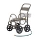 Glitzhome 36"H Gray Steel Garden Hose Reel Cart with Wheels and Steel Basket