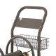 Glitzhome 36"H Gray Steel Garden Hose Reel Cart with Wheels and Steel Basket